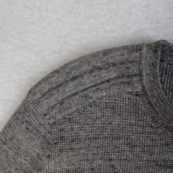 Michael Kors Sweater Women Medium Gray Wool Cotton Textured Shoulder Knit Preppy - Picture 3 of 8